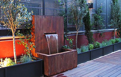 corten steel water wall